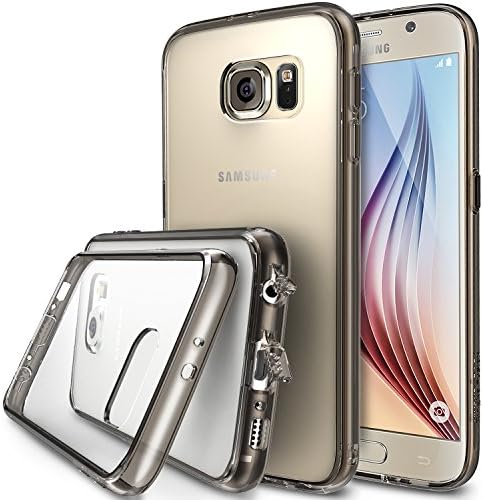Galaxy S6 Case, Ringke [Fusion] Crystal Clear PC Back TPU Bumper w/ Screen Protector [Drop Protection/Shock Absorption Technology][Attached Dust Cap] For Samsung Galaxy S6 - Smoke Black