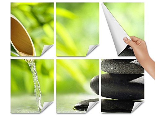 Fliesenaufkleber Fliesenbild Wellness Bambus Entspannung WC Badezimmer (Fliesenmaß:15x15cm(BxH)//Bildformat:75x50cm(BxH)) - 2