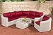 Produktbild Hochwertige, formschöne und praktische Sitzgarnitur Costa-Rica, CL, rubin-rot / perl-weiß, Sessel, Sofa, Tisch mit Ablage und Glasplatte, Polyrattan, Aluminium, Polyester für die Gartenlounge, die Firmenlounge, die Hotellounge sowie für den privaten Balkon, die Terrasse und den Garten
