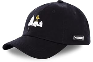 Capslab Snoopy The Peanuts Black Curved Unstructured Strapback Cap