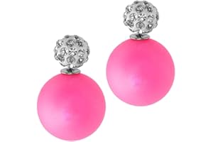 tumundo Perlen-Ohrringe Shamballa Ohrstecker Damen-Schmuck Glitzer Glitter Strass Front-Back Kristall Matt Doppel-Kugel