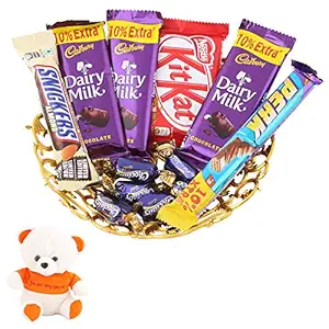 SFU E Com Kids Favourite choclairs Chocolate Hamper | Valentine Chocolate Gift | Valentine Very Special Teddy Bear | Chocolate Gift Hamper | 172
