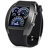 LED-Armbanduhr mit Gummiband, gewölbt, mit blauem Licht, Uhrzeit