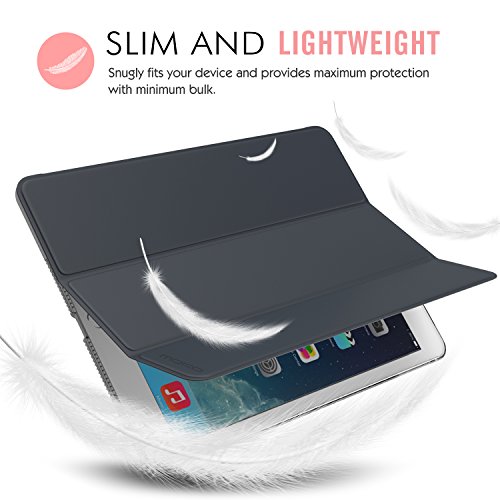 MoKo Hülle für Apple iPad Air 2 – PU Leder Tasche Schale Smart Case mit Translucent Rücken Deckel, mit Auto Schlaf/Wach Funktion und Standfunktion für Apple iPad Air 2/iPad 6 9.7 Inch Tablet, Space Grau - 9