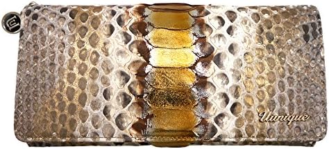 Uunique Golden Globe Edition 3 Charms Real Leather Snake Wallet Case for Smartphone - Beige/Gold