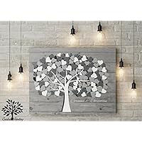 70x50 cm, 3D - Optik Leinwanddruck-Gästebuch, Hochzeitsbaum, Wedding Tree, Rustikales Gästebuch, Leinwanddruck - Baum, Keilrahmen und Holz Motiv