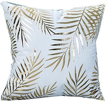 18" Gold &amp; White Throw Pillow Decorative Case - Cover Vines Plants