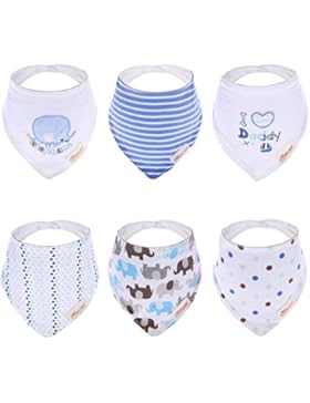 Ateid 6er Baby Jungen Halstuch Sabberlätzchen Dreieckstuch aus Baumwolle