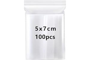 QIEERXI 5x7cm Small Plastic Pouch - 100Pcs Small Grip Seal Bags, Poly Zip Lock Clear Bags, Resealable Mini Pouch Transparent Baggies, Sealable Storage Pouches for Jewellery, Drugs, Candies