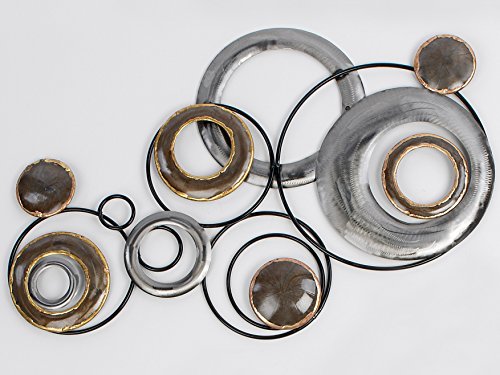 Wanddeko Kreise Industrie Design aus Metall silber braun goldfarbig 82 x 48 cm B-Ware