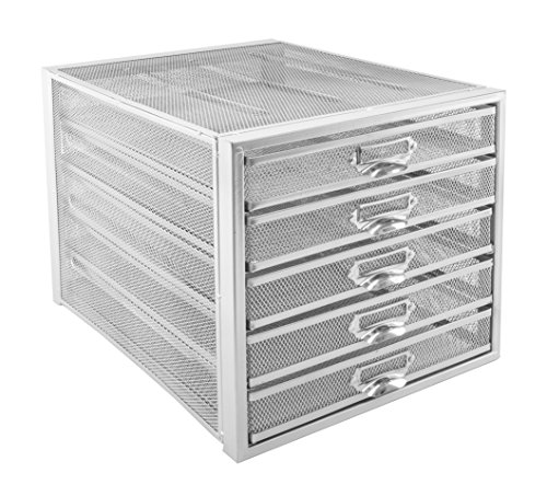 Osco M5T-SLV - Organizador de documentos de malla met  lica con 5 niveles  color plateado