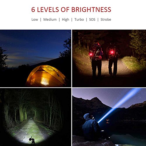Atactical A1 Taschenlampe Praktische LED Taschenlampe, Superhell 550 Lumen Cree LED, IPX7 Wasserfest, 5 Einstellungen Low/Mid/High/Trubo/Strobo für Campen, Wandern, Fahrradfahren und Notfälle - 6