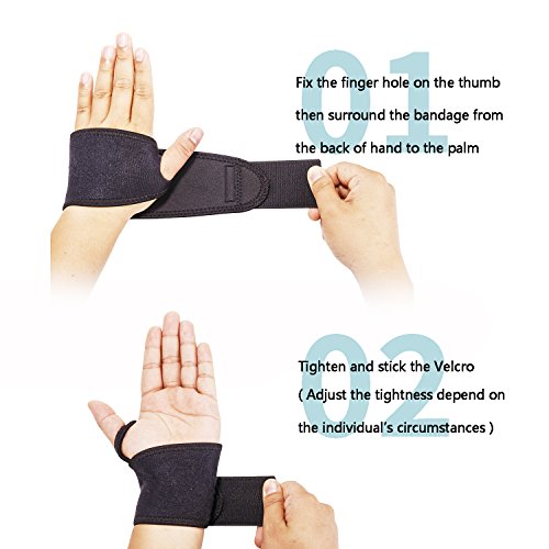 LUZWAY Handgelenkbandage Sehnenscheidenentzündung Verstellbare, Handgelenkstütze, Handgelenk Unterstützung,Einstellbare Handgelenkschoner Wrist Wraps für Alltag Fitness ,Sport, Boxen und Kraftsport ,Handbandage Beide Hände Gültig - 5