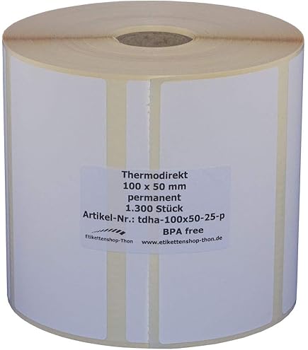 Label 5 1000 Weiße Zebra Etikettenrolle – 50 Mm X 25 Mm, Perfekt Für Direkt-Thermodrucker Thermische Direktetiketten