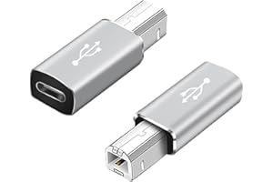 QIANRENON - Lot de 2 adaptateurs USB C femelle vers MIDI USB B mâle pour imprimante MIDI piano électrique et autres appareils de type C - Gris
