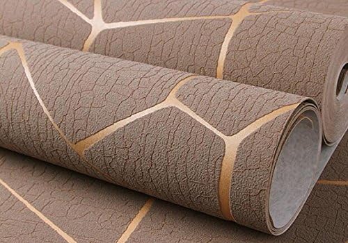 AJZS Nonwovens Nordic Style Warm Geity Cracks Living Room Bedroom Wallpaper,DeepCoffee-5.3㎡/Volume