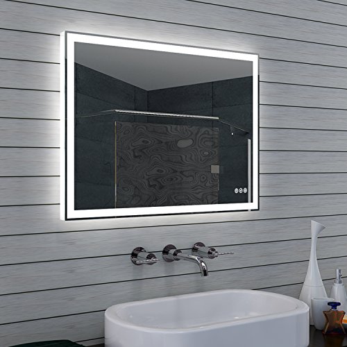 Design Badezimmerspiegel mit Dimmer, Warm und Kaltweiß und Touchschalter 80 x 60 cm - 2