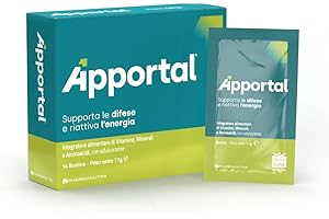 Apportal®, Integratore Alimentare 4 in 1, Tonico-Energizzante con 19 nutrienti in una bustina, Utile per ridurre stanchezza e affaticamento, Post convalescenza, 14 Bustine, Pharmanutra