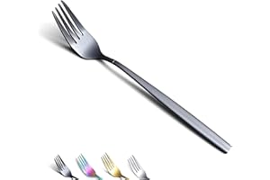 Berglander-Juego de 6 Tenedores de Mesa negros de acero inoxidable chapado en titanio brillante, tenedores y cucharas de cubiertos, cucharas y tenedores