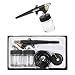 Produktbild KKmoon Single Aktion Airbrush Set, 0,8 mm Einstellbare Spritzpistole mit 10PCS Airbrush Sprühdose Glasflaschen für Makeup Tattoo Nageldesign Malerei Spritz und Sprühenwerkzeuge Schwarz Transparent