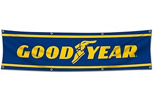 Bofanio Flag Compatible with Goodyear Tires Flag Banner Decor Motorcycle Car Racing 2x8ft Banner for Garage Man Cave Dorm Room