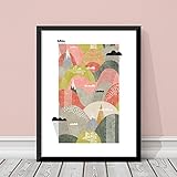 Lámina poster decorativo Basq Mendiak 30x40. Edición limitada. Diseño exclusivo, de autor. Estilo moderno, nórdico, contemporáneo.
