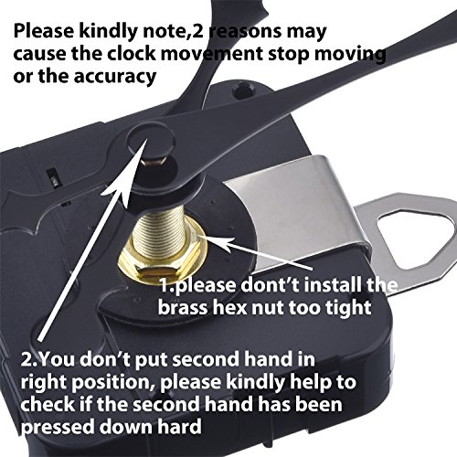 Mudder Lange Spindel Quarz Uhrwerk, Maximale Zifferblatte von 1/ 2 Zoll dick, Gesamtschaftlänge von 9/ 10 Zoll - 3