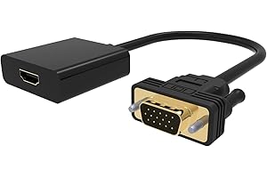 baolongking Adaptateur HDMI femelle vers VGA mâle, entrée HDMI vers sortie VGA avec prise audio de 3,5 mm compatible pour TV Stick, ordinateur, ordinateur portable, moniteur