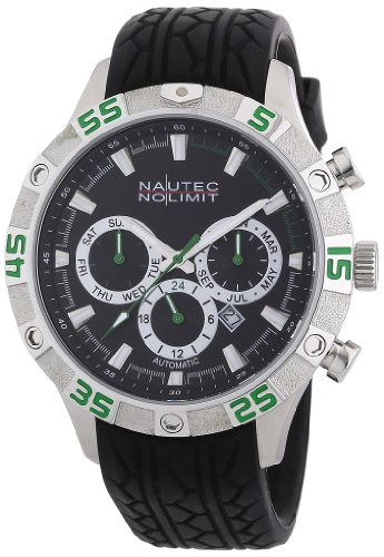 Nautec No Limit Herren-Armbanduhr XL Dragster Analog Automatik Kautschuk DG AT/RBSTBKBK-GR Nautec No Limit Herren-Armbanduhr XL Dragster Analog Automatik Kautschuk DG AT/RBSTBKBK-GR