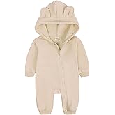 Alunsito neugeborenes Baby Jungen Mädchen Strampler ein Stück lange Ärmel Bär Ohr Hoodie Jumpsuit Kleinkind Frühling Herbst B