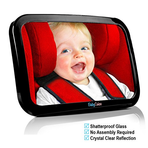Baby Car Mirror - Back Seat Rear View - Fully Adjustable to Fit Any Headrest - 360 Tilt & Turn Function - Wide Convex Shatterproof Glass and Fully Assembled - Crash Tested and Certified for Safety by BabyCakes