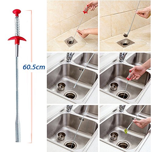 (60cm / 51cm) 7 Stk Abflussreiniger Abfluss verstopft reinigen Rohrreinigung Duschabfluss Haare Entferner Drain Remover Reinigungs Tool für Küche / Waschbecken / Badewanne - 4