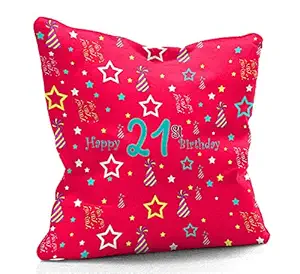 DreamVio Happy 21st Birthday Cushion,Pillow for Gifting on Birthday's of Brother,Sister,Husband,Wife,Spouse,Parents,Father,Mother Color : Pink (12 x 12 inch)