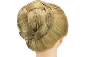 IMISSU Copricapo chignon intrecciato da ballerina di grandi dimensioni Copricapo per ciambella Posticci per capelli Scrunchie Parrucca per Updo sulla festa di nozze (M2 Mescola rame)
