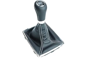 DO!LED Gear Knob + Gear Stick Boot + Frame White Stitching 6 Gears Compatible / Replacement Part for Mercedes Benz C Class W204 W212 E-Class W212 S212 etc