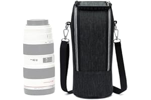 HOMYWORD DLD-K Funda acolchada gruesa resistente al agua para lente de cámara réflex digital con correa de hombro compatible con Canon 70-200/2.8 Nikon 70-200/2.8 SIGMA APO DG 70-300mm 1:4-5.6 (negro)