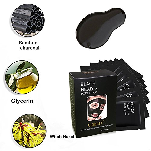 Peel off Maske , Black Head Maske, Mitesser Maske, Gesichtsmasken Schwarz, Blackhead Remover Mask, Black Mask, CIDBEST® 10 Stück Mitesser Entferner Maske, Schwarz Maske, Tiefenreinigung Schwarze Maske , Anti Akne Öl-Kontrolle Reinigungsmaske , Bamboo charcoal Pore Purifying Peel Off Maske Mitesser Pickel Akne Entferner - 3