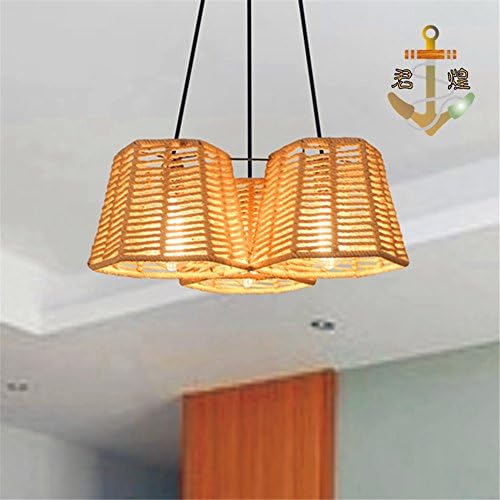 Beautiful KFI American country Pastoral Retro Cafe Music restaurant Creative Rope pendant lamp three head, adjustable hanging length 1200mm diameter 500*190mm
