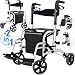 Produktbild KESSER 2in1 Rollator und Rollstuhl Aluminium Set, Leichtgewicht-Reiserollator mit Vollausstattung, klappbar für Kofferraum Reise und Flug, Höhe verstellbar,Stockhalter Gehwagen Laufhilfe Gehhilfe