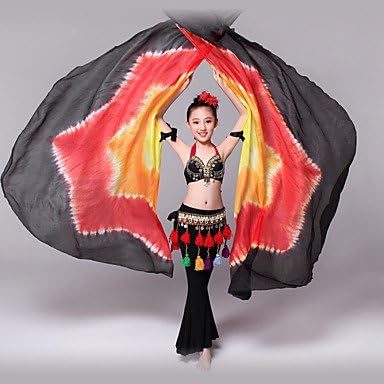 WUDAOFU Belly Dance Belly Dance Isis Wings Children's Performance Silk Tie Dye 1 Piece (more colour) , black-red-yellow