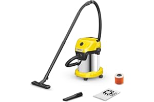 Kärcher, Aspirador en Seco y Húmedo WD 3 S V-17/4/20, Enchufe, Filtro cartucho, 1000 W, Depósito acero inoxidable 17 l, Manguera aspiración 2 m, cable 4m, Función de soplado