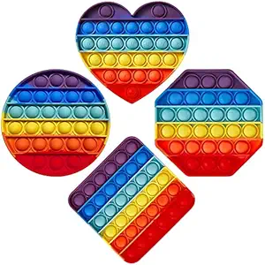 Spefez Pop It for Kids, Stress Relief for Adults, Anxiety Toy for All Ages, Simple Fidget Popper,Sensory Squeeze Toy Educational Toy For kids Birthday Party Gifts (Assorted) (Set Of 4)