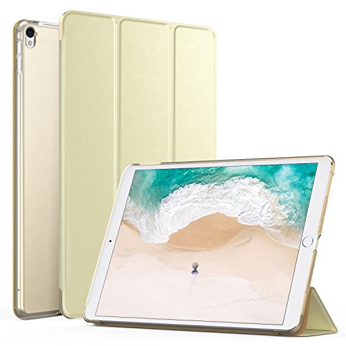 MoKo Hülle für Neu iPad Pro 12.9 2017 - PU Leder Tasche Schutzhülle Schale Smart Case mit Translucent Rücken Deckel, mit Auto Schlaf / Wach Funktion und Stanfunktion für Apple New iPad Pro 12.9 Zoll 2017 Tablet, Champagner Gold