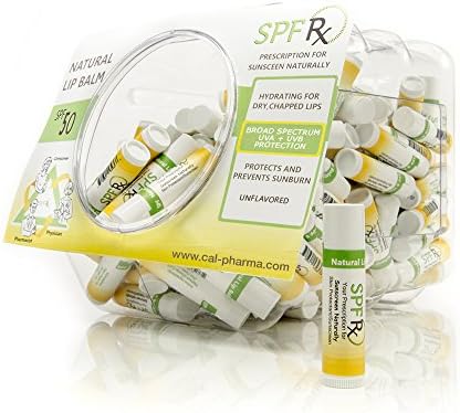 SPF Rx Bulk Sunscreen Lip Balm SPF 50 Unflavored with Broad Spectrum UVA + UVB Protection - Paraben-Free Moisturizer - Soothes and Relieves Dry, Chapped Lips - Made in the USA - 0.15 oz, 100 Pack