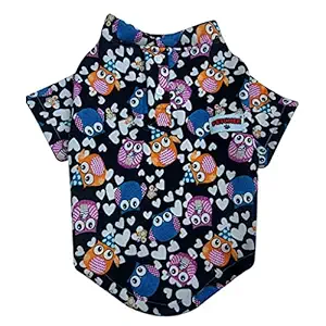 FETCHER Black Owl Printed Premium Warm Fleece Sweatshirt for Dogs and Cats | Winter wear (22