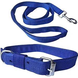 Pedigone Nylon 1 inch Blue Dog Belt/Dog Collar Belt 1.5m-2m lengthy Dog Collar & Leash for All Type of Breed Dogs.