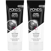 POND'S Pure Detox Face Wash 200 g, Daily Exfoliating & Brightening Cleanser, Deep Cleans Oily Skin - With Activated Charcoal for Fresh, Glowing Skin (