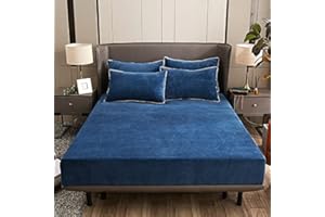 Damier Plüsch Spannbettlaken 90x200x30cm Blau Winter Bettlaken Flauschige Cashmere Touch Warme Spannbetttuch Geeignet für 30cm Matratze