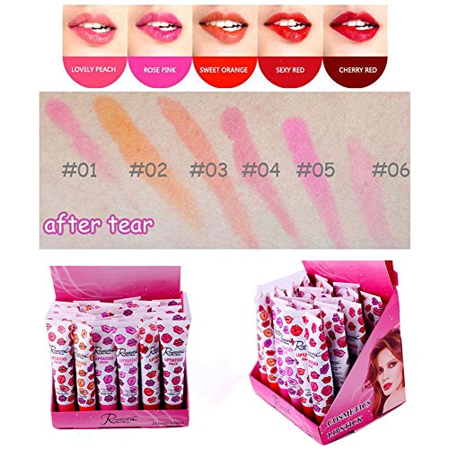 Peel off Lipgloss 6 Farben Tätowierung Magisch Farbe Lippenstift Lip Gloss Langanhaltendes und wasserfestes Lippentattoo Glial Lipstick Beauty Lip Gloss 6 Farben/set &1PCS Lip Brush - 6