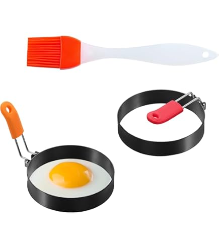 Moule œuf Au Plat Moule à Œufs Et Pancakes - 2 Pièces Antiadhésives (Noir Ou Orange) Cuiseur Oeuf